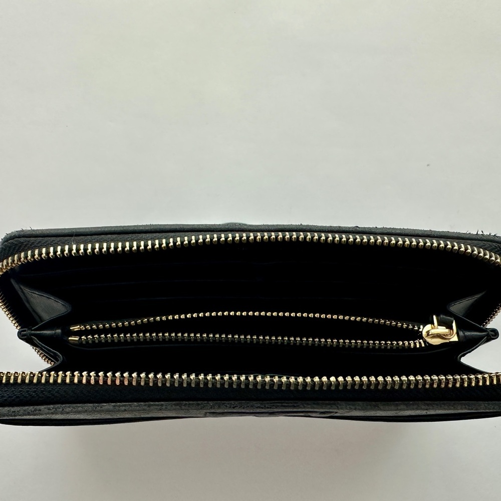 Authentic Tory Burch Savannah Continental Black Quilted Zip Wallet Women’s - Picture 4 of 9